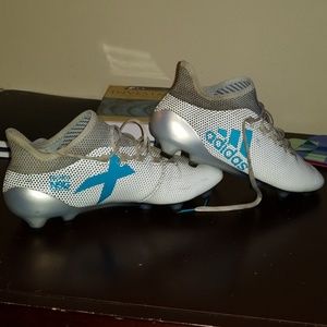 adidas X 17.1 FG Soccer Cleats - White/Energy Blue